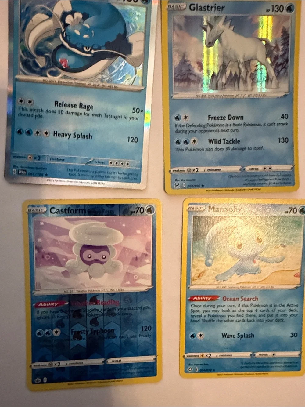 10 Water Pokemon Trading Cards - vintage, holo, reverse, rare